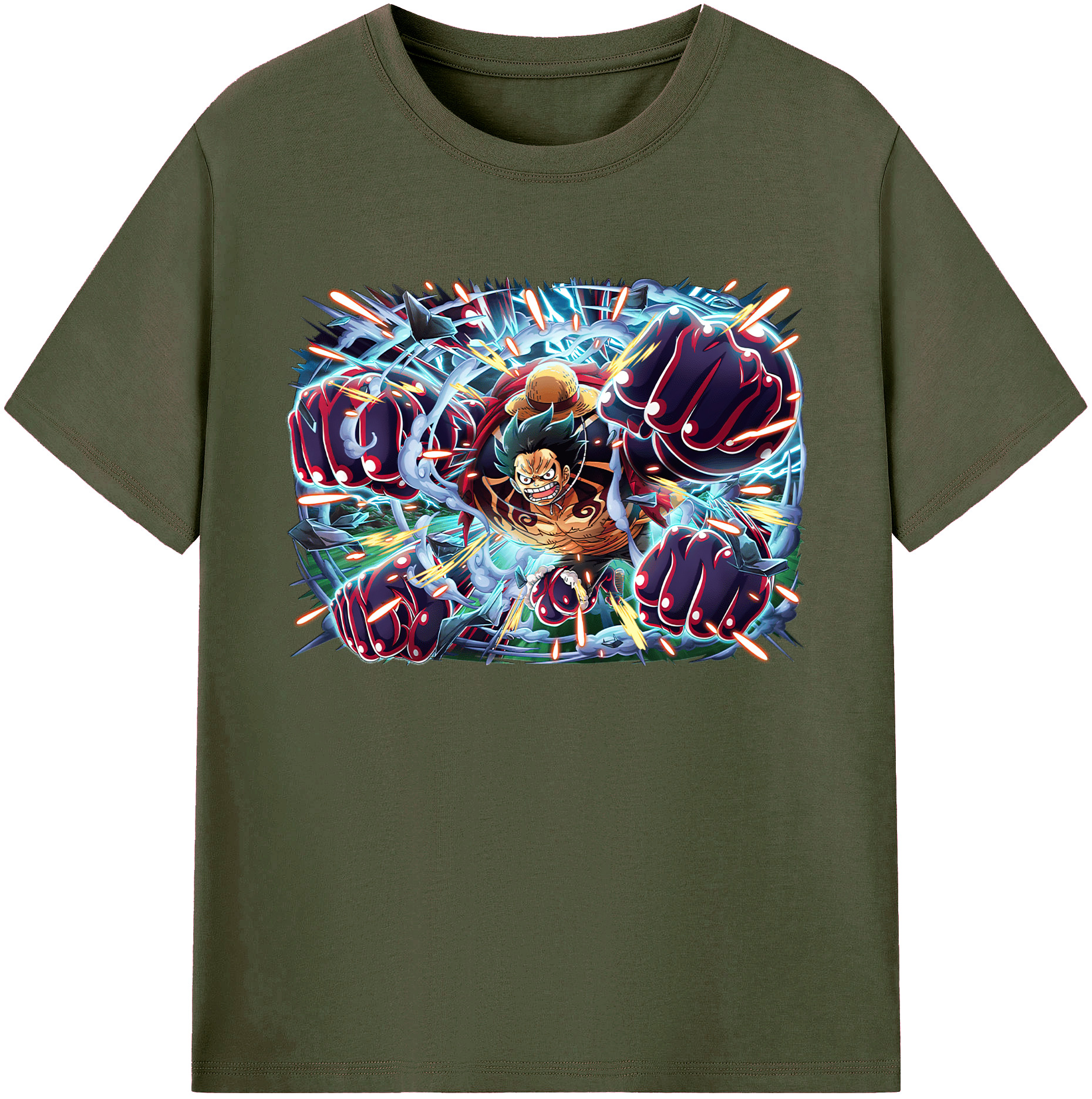 ワンピース モンキー・D・ルフィ ONE PIECE Monkey D. Luffy 綿100％ メンズ半袖Tシャツ｜肌触りやわらか＆通気性